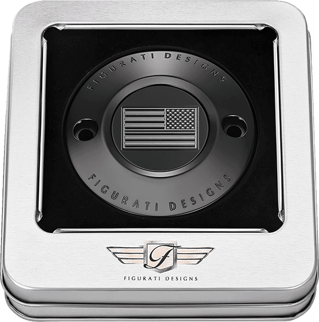 FIGURATI DESIGNS 0940-2079 Timing Cover - 2 Hole - Green Line American Flag - Black — image 3 of 3