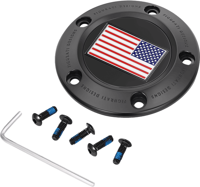 FIGURATI DESIGNS 0940-2083 Timing Cover - 5 Hole - American Flag - Reversed - Black — image 1 of 3