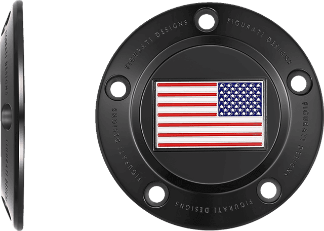 FIGURATI DESIGNS 0940-2083 Timing Cover - 5 Hole - American Flag - Reversed - Black — image 2 of 3