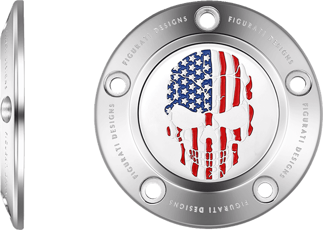 FIGURATI DESIGNS 0940-2084 Timing Cover - 5 Hole - Skull - Stainless Steel — image 2 of 3