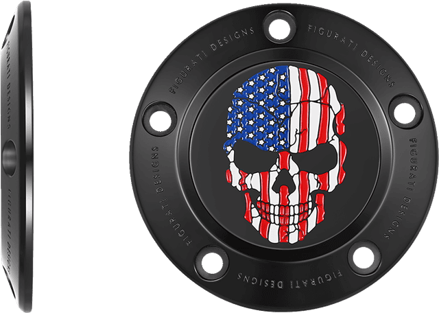 FIGURATI DESIGNS 0940-2085 Timing Cover - 5 Hole - Skull - Black — image 2 of 3