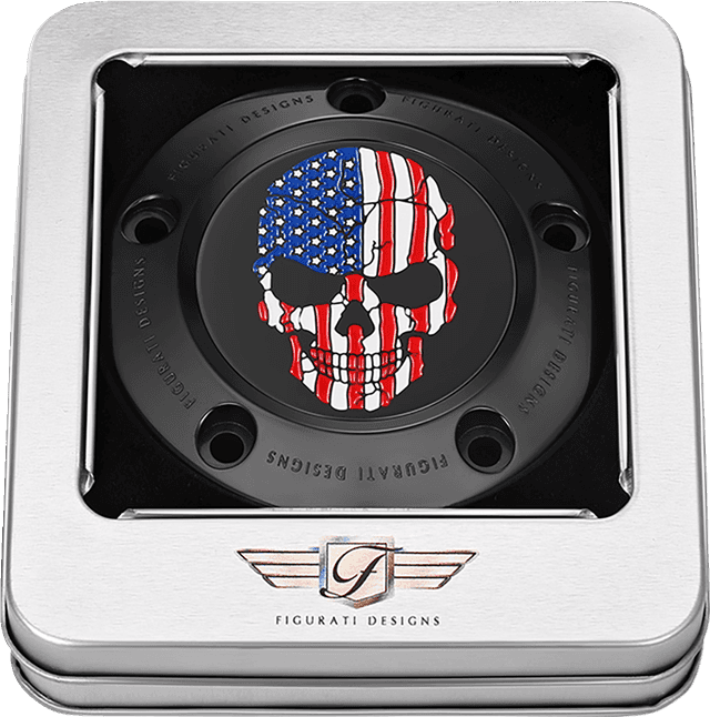 FIGURATI DESIGNS 0940-2085 Timing Cover - 5 Hole - Skull - Black — image 3 of 3