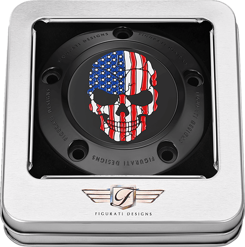 FIGURATI DESIGNS 0940-2085 Timing Cover - 5 Hole - Skull - Black — image 3 of 3