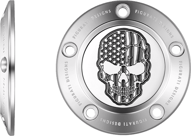 FIGURATI DESIGNS 0940-2088 Timing Cover - 5 Hole - Skull - Contrast Cut - Stainless Steel — image 2 of 3