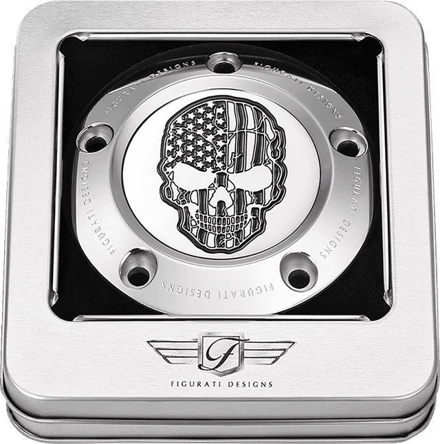 FIGURATI DESIGNS 0940-2088 Timing Cover - 5 Hole - Skull - Contrast Cut - Stainless Steel — image 3 of 3