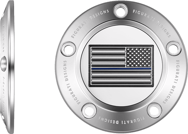 FIGURATI DESIGNS 0940-2096 Timing Cover - 5 Hole - Blue Line American Flag - Stainless Steel — image 3 of 3