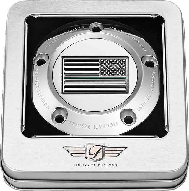 FIGURATI DESIGNS 0940-2098 Timing Cover - 5 Hole - Green Line American Flag - Stainless Steel — image 3 of 3