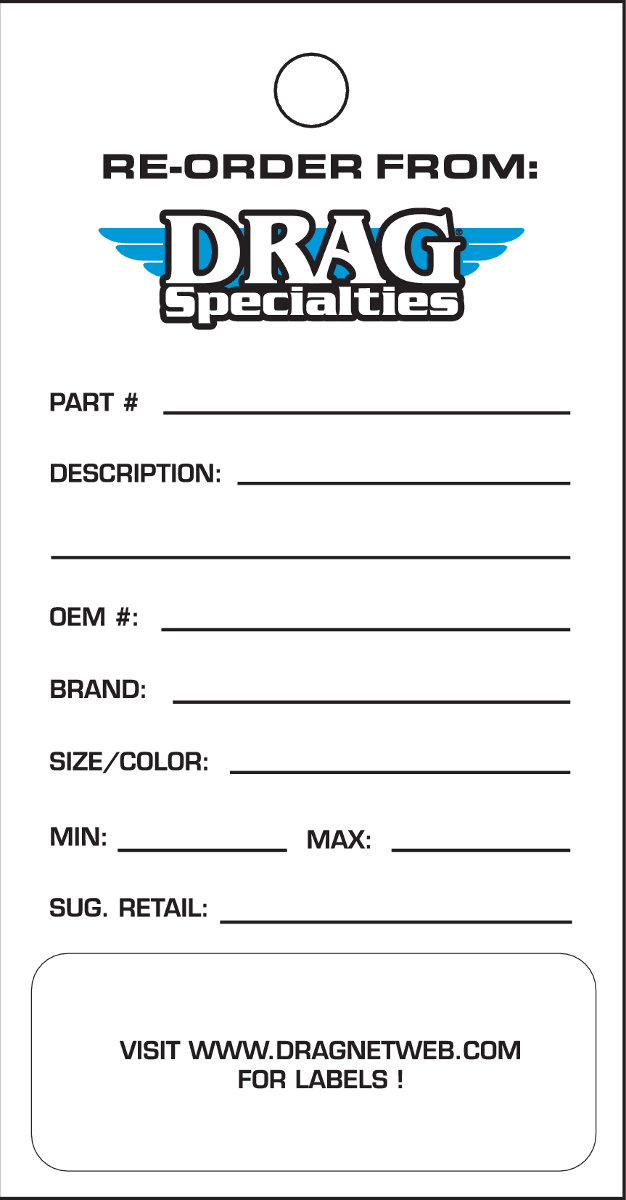 DRAG SPECIALTIES 9904-0425 Reorder Tags - Drag Specialties
