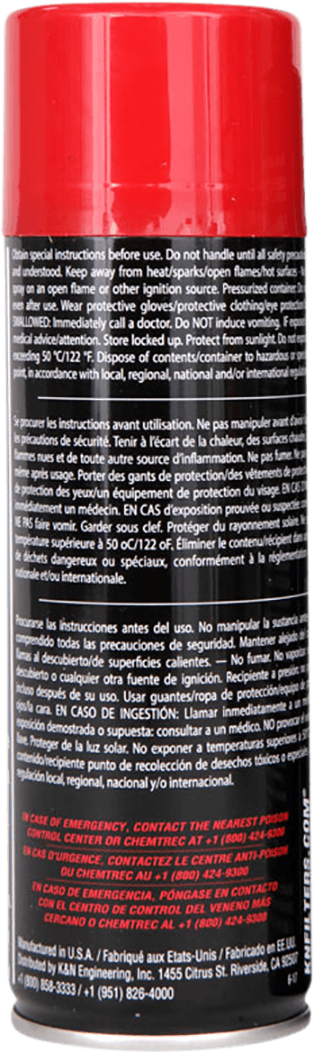 K & N 99-0504 Air Filter Oil - 6.5 oz. net wt. - Aerosol — image 2 of 2