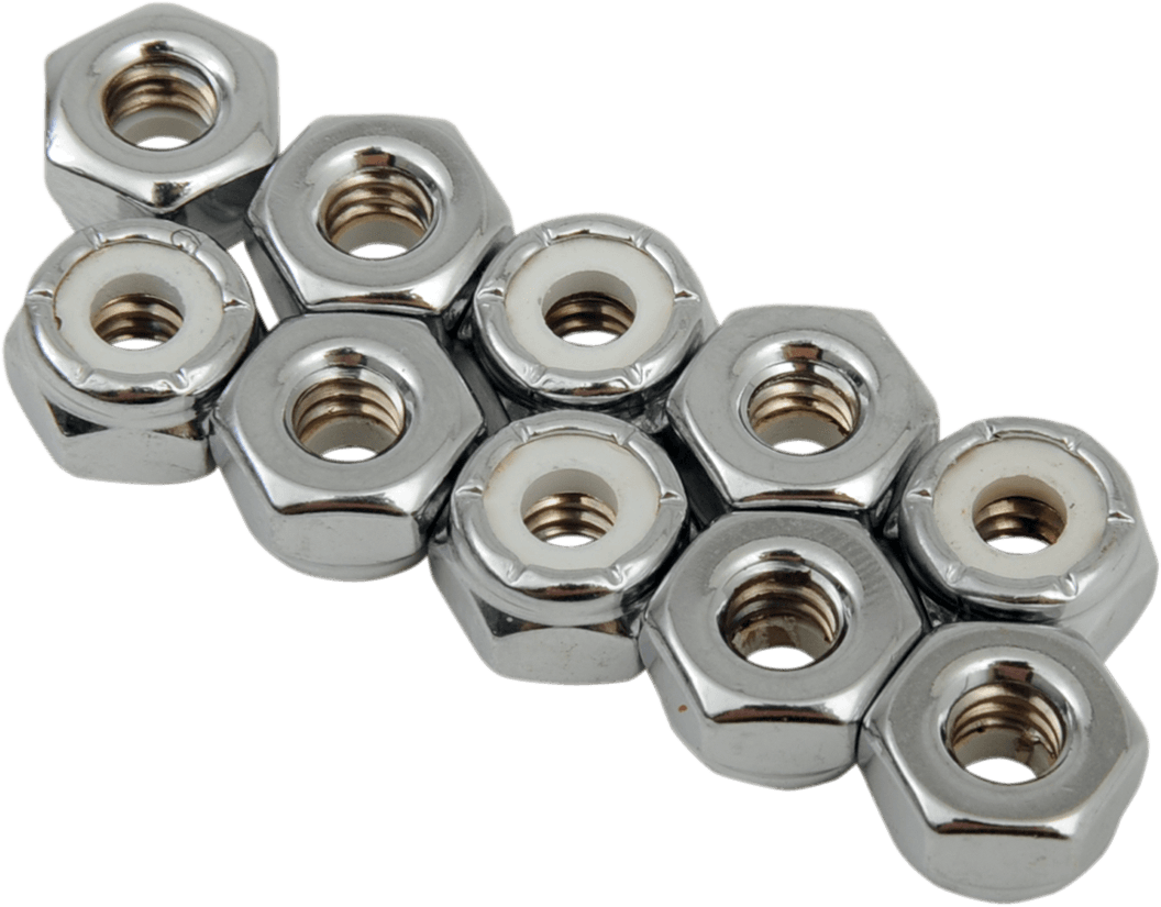 DRAG SPECIALTIES DS-190522 Nuts - Nylon - Chrome - 10-24