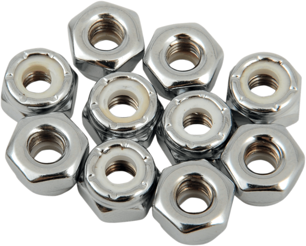 DRAG SPECIALTIES DS-190523 Nuts - Nylon - Chrome - 10-32