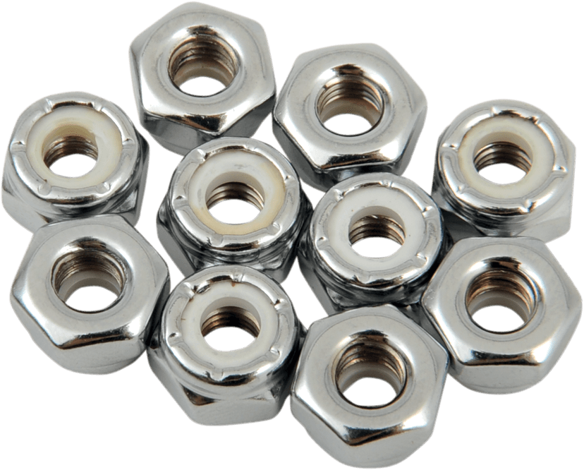 DRAG SPECIALTIES DS-190523 Nuts - Nylon - Chrome - 10-32