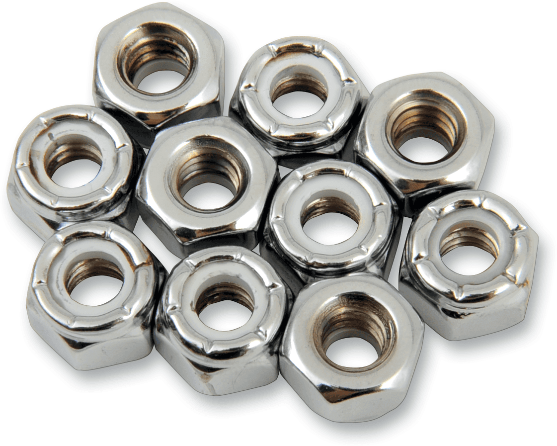 DRAG SPECIALTIES DS-190524 Nuts - Nylon - Chrome - 1/4"-20