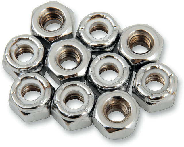 DRAG SPECIALTIES DS-190524 Nuts - Nylon - Chrome - 1/4"-20