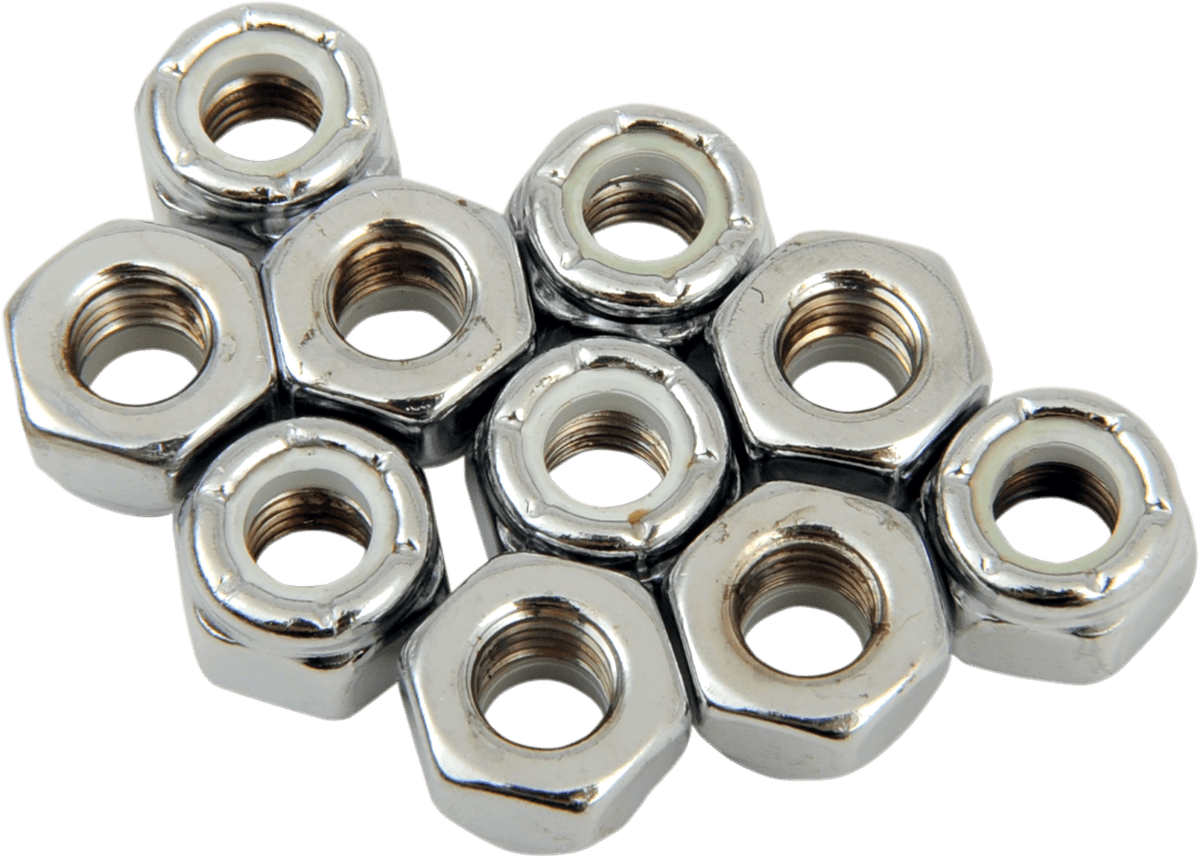 DRAG SPECIALTIES DS-190525 Nuts - Nylon - Chrome - 1/4"-28