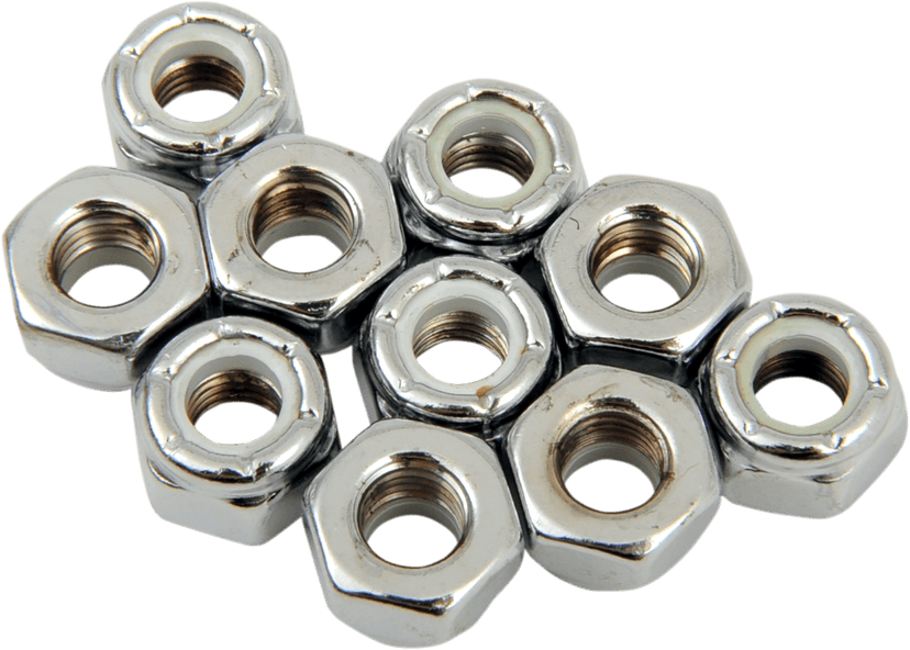 DRAG SPECIALTIES DS-190525 Nuts - Nylon - Chrome - 1/4"-28