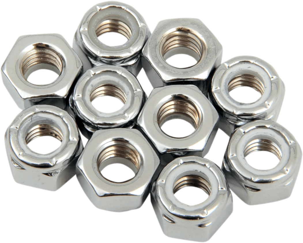 DRAG SPECIALTIES DS-190526 Nuts - Nylon - Chrome - 5/16"-18