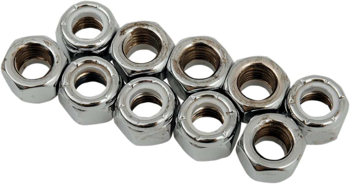 DRAG SPECIALTIES DS-190527 Nuts - Nylon - Chrome - 5/16"-24