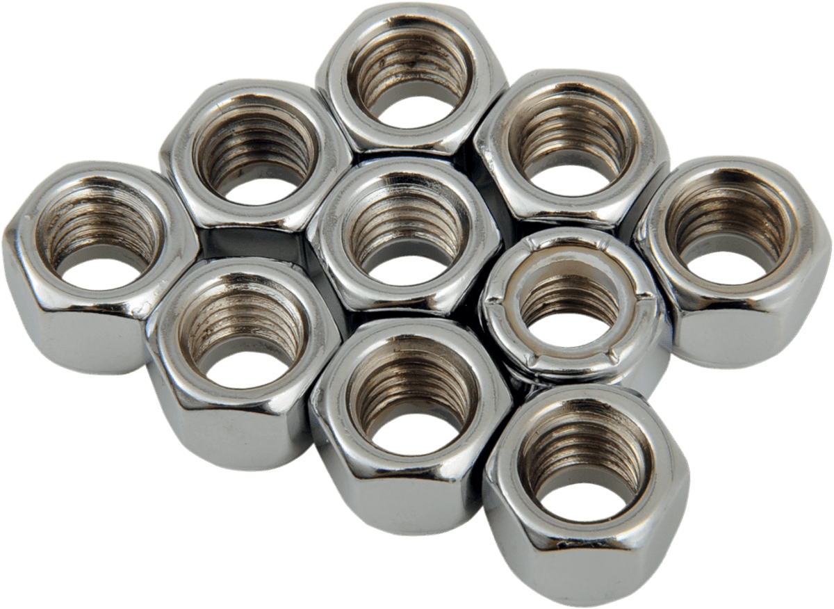 DRAG SPECIALTIES DS-190528 Nuts - Nylon - Chrome - 3/8"-16