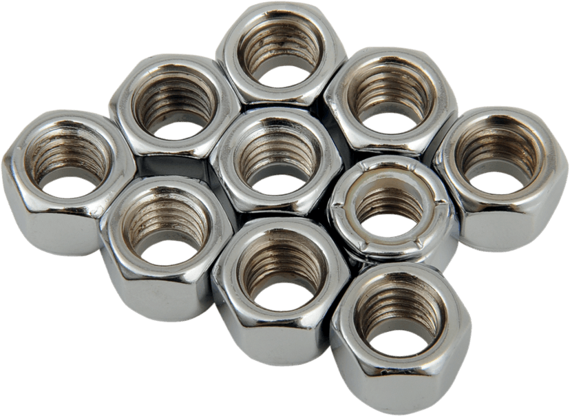 DRAG SPECIALTIES DS-190528 Nuts - Nylon - Chrome - 3/8"-16