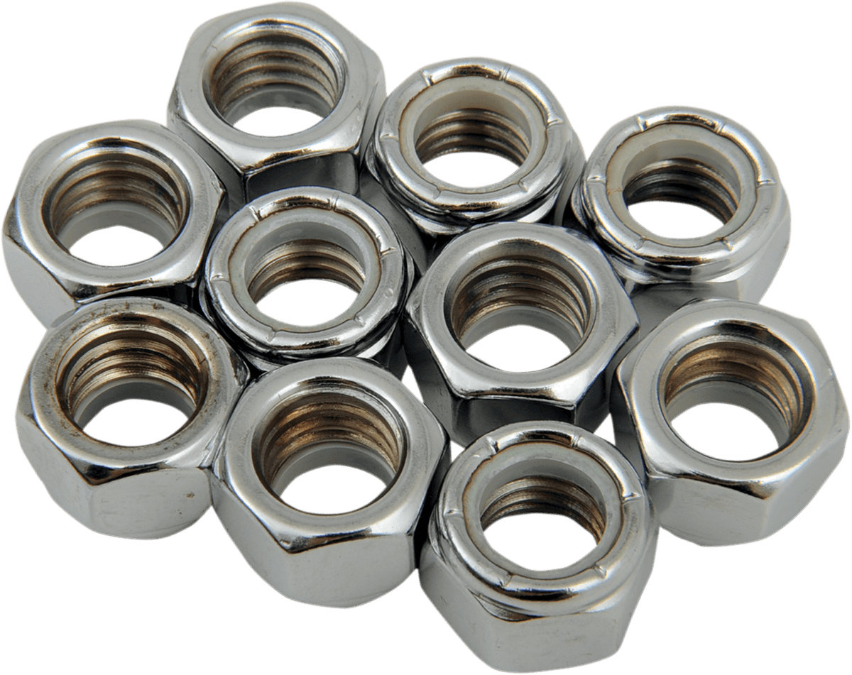 DRAG SPECIALTIES DS-190530 Nuts - Nylon - Chrome - 7/16"-14