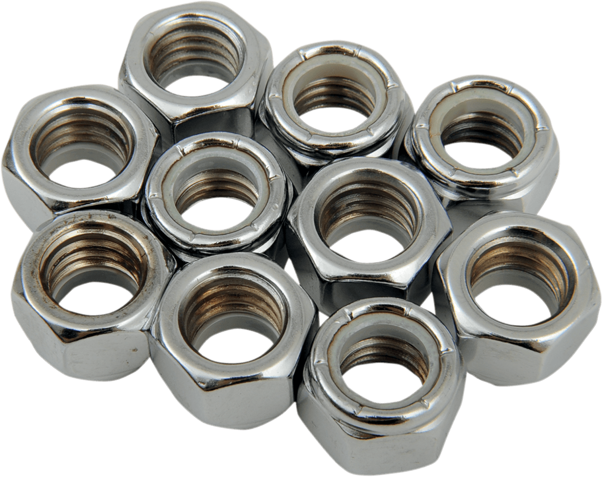 DRAG SPECIALTIES DS-190530 Nuts - Nylon - Chrome - 7/16"-14