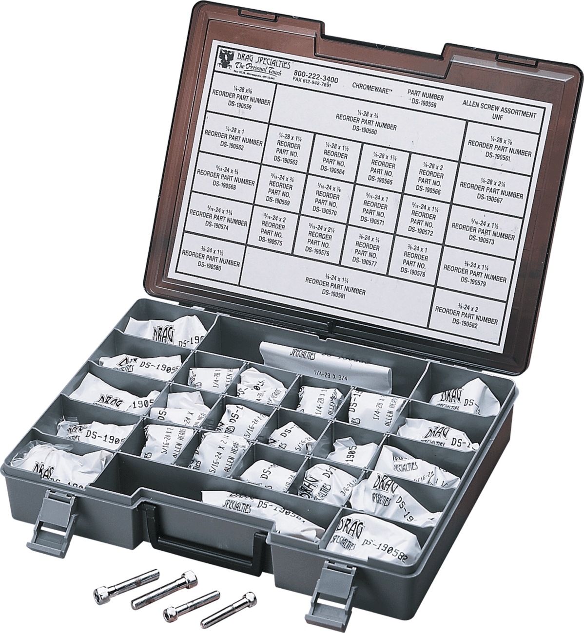 DRAG SPECIALTIES DS-190558 Bolts - Socket-Head/Assortment - Knurled/Smooth - Fine Thread - Kit