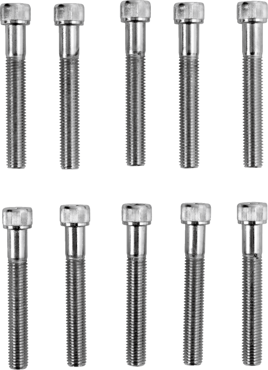DRAG SPECIALTIES DS-190565 Bolts - Socket-Head/Replacement - Knurled/Fine Thread - 1/4"-28 x 1-3/4" - 10 Pack