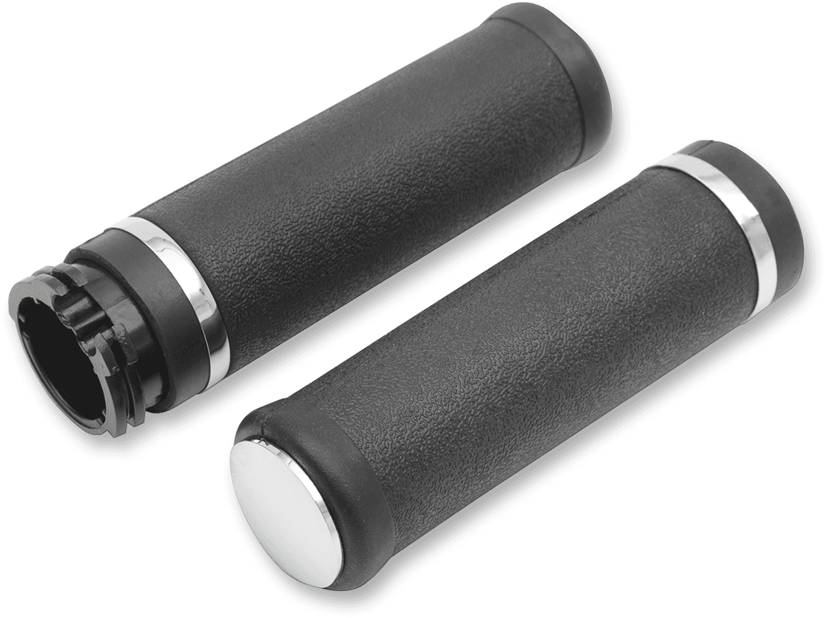 DRAG SPECIALTIES DS243112 Rubber Grips with Accent Rings and End Caps - Hotop - Smooth - Cable