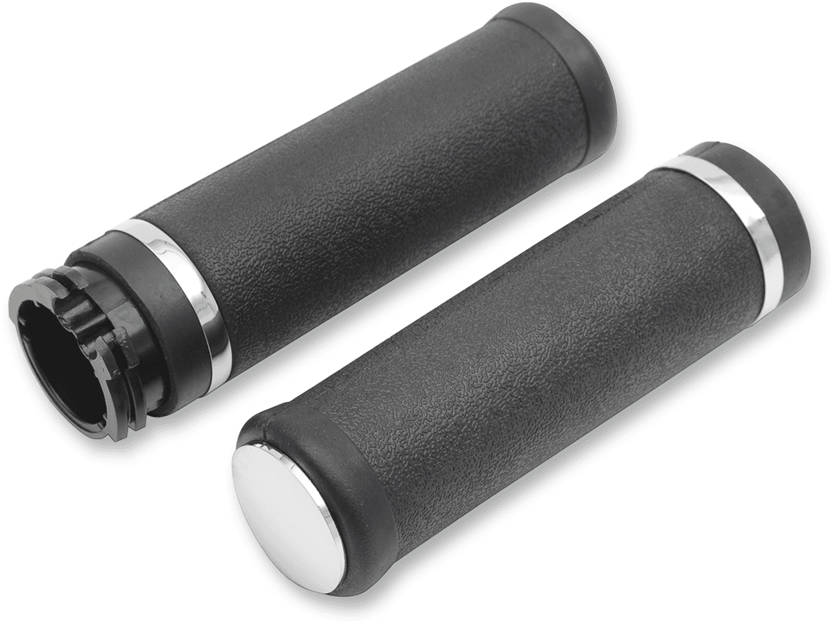 DRAG SPECIALTIES DS243112 Rubber Grips with Accent Rings and End Caps - Hotop - Smooth - Cable