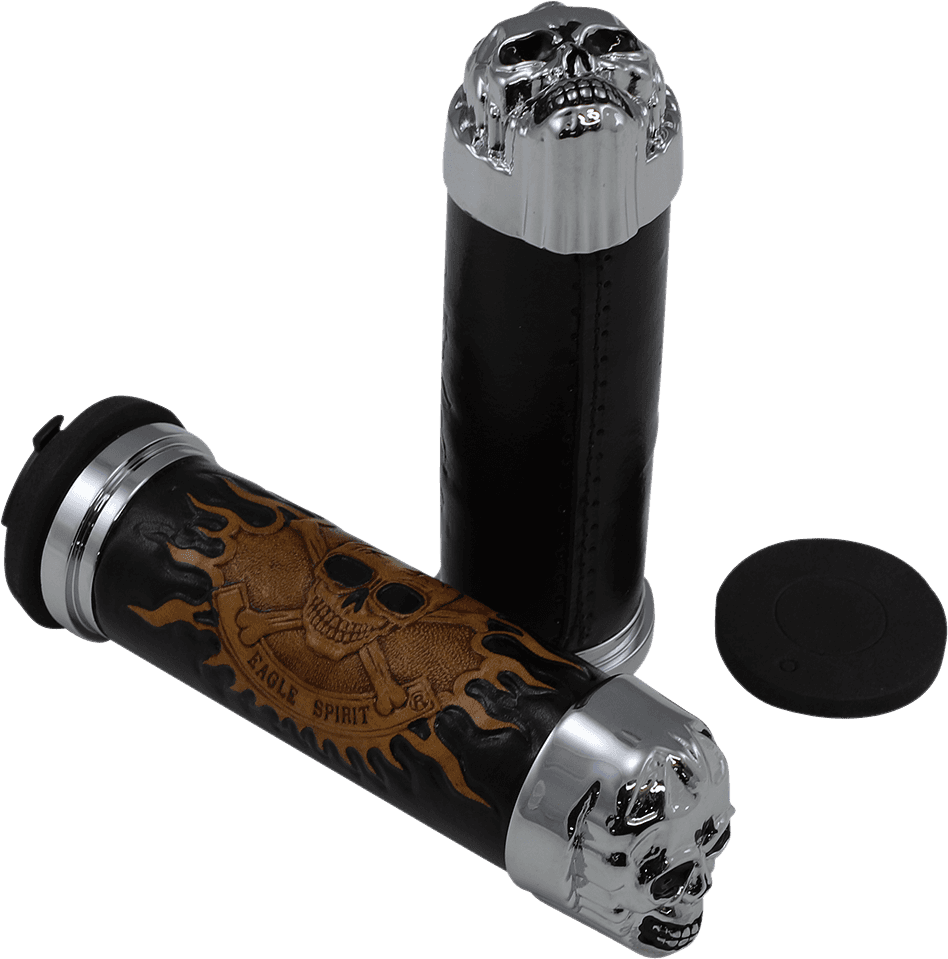DRAG SPECIALTIES DS-243255 Skull Grips - Plain Eyes - Chrome