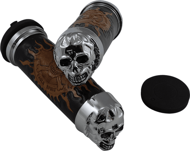 DRAG SPECIALTIES DS-243255 Skull Grips - Plain Eyes - Chrome — image 2 of 2