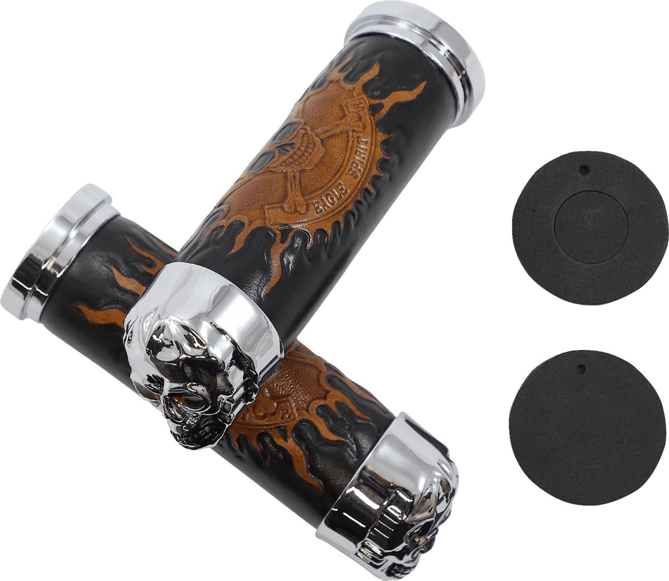DRAG SPECIALTIES DS-243256 Skull Grips - Red Eyes - Chrome