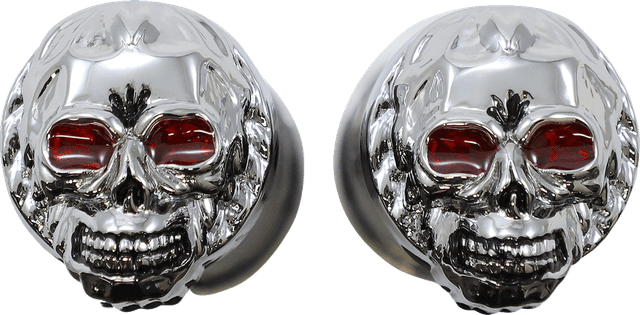DRAG SPECIALTIES DS-243256 Skull Grips - Red Eyes - Chrome — image 4 of 4
