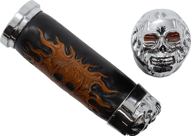 DRAG SPECIALTIES DS-243256 Skull Grips - Red Eyes - Chrome — image 3 of 4