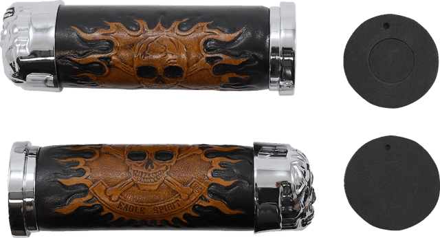 DRAG SPECIALTIES DS-243256 Skull Grips - Red Eyes - Chrome — image 2 of 4
