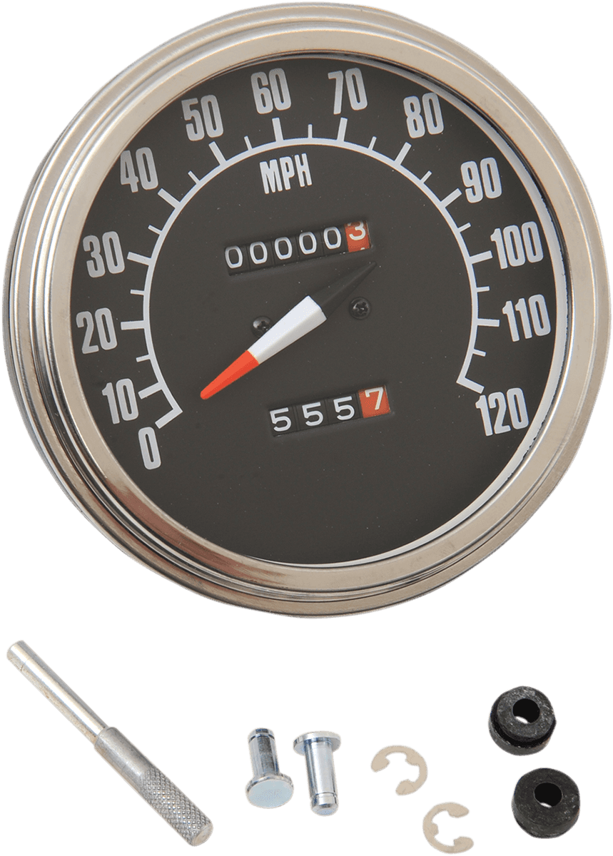 DRAG SPECIALTIES DS-243861 5" MPH FL-'68-'84 Style 1:1 Speedometer - Black Face
