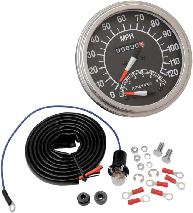 DRAG SPECIALTIES DS-243870 5" MPH FL-Style 2:1 Speedometer with Tach - '68-'84 Black Face