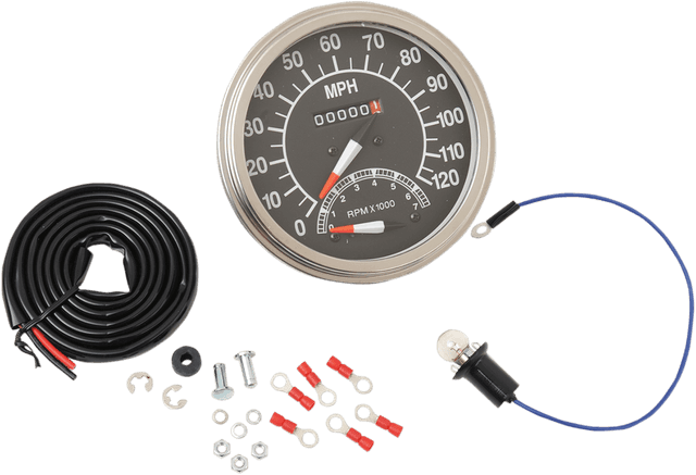 DRAG SPECIALTIES DS-243871 5" MPH FL-'68-'84 Style 1:1 Speedometer with Tachometer - Black Face
