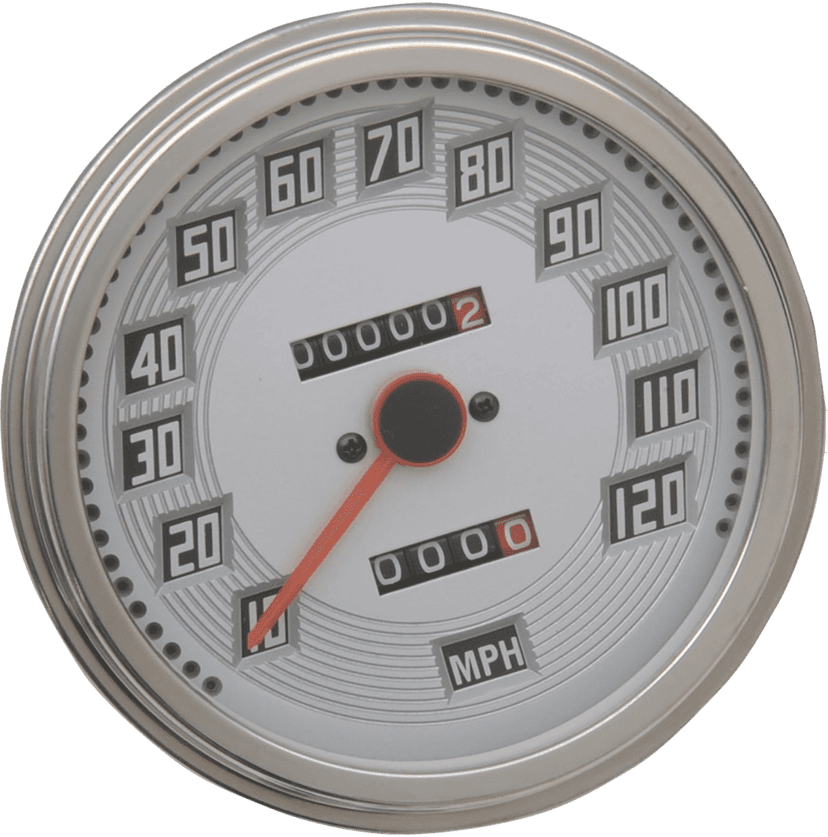 DRAG SPECIALTIES DS-243893 5" MPH FL-Style 2:1 Speedometer with Tach - Billet Look White Face