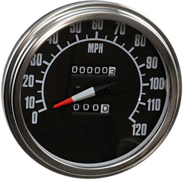 DRAG SPECIALTIES DS-243901 5" FL-'68-'84 Style 2240:60 Speedometer with Reed Switch - Black Face — image 1 of 2