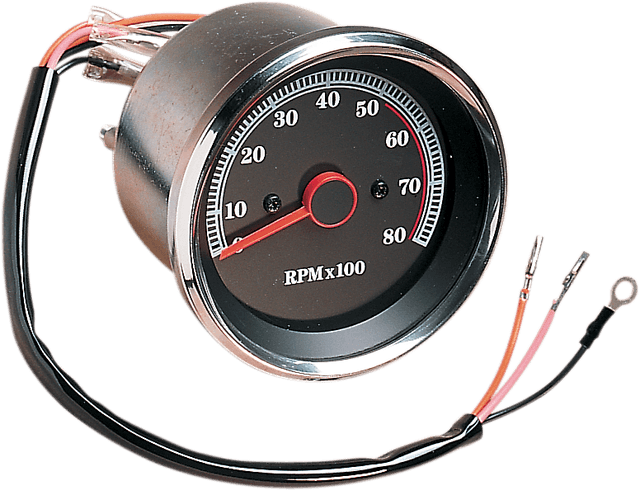 DRAG SPECIALTIES DS-243939 8000 RPM Electronic Tachometer - Stainless Housing Ring - Black Face