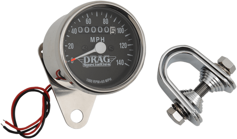 DRAG SPECIALTIES DS-244130 2.4" MPH Mini LED Mechanical Speedometer/Indicators - Chrome Housing - Black Face - 1:1