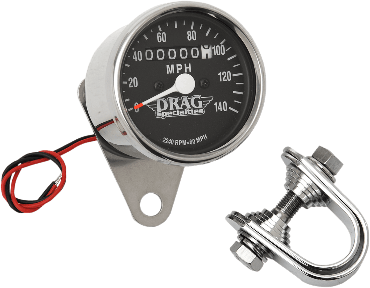 DRAG SPECIALTIES DS-244132 2.4" MPH Mini LED Mechanical Speedometer/Indicators - Chrome Housing - Black Face - 2240:60