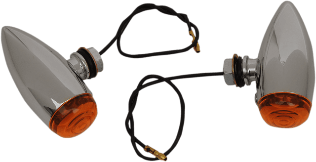 DRAG SPECIALTIES DS-282040 Bullet Marker Lights - Amber Lens - Chrome — image 2 of 2
