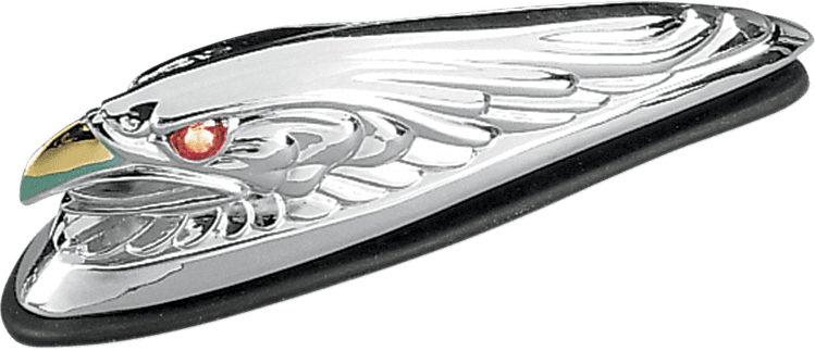 DRAG SPECIALTIES DS-287555 Eagle Head with Lights - Red Eyes - Small - Chrome