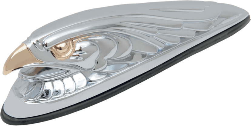 DRAG SPECIALTIES DS-287556 Eagle Head with Lights - Gold Eyes - Small - Chrome