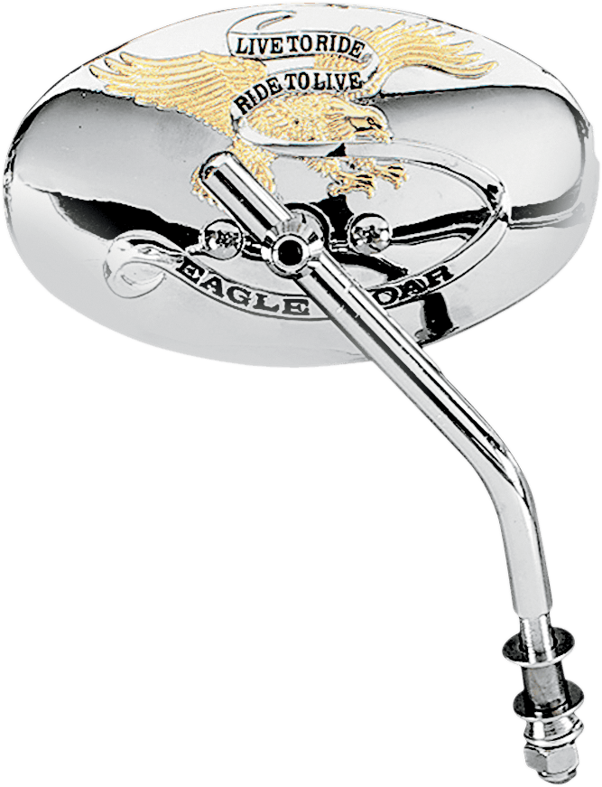 DRAG SPECIALTIES DS-302054 Mirror - Live To Ride - Side View - Oval - Chrome/Gold - Each