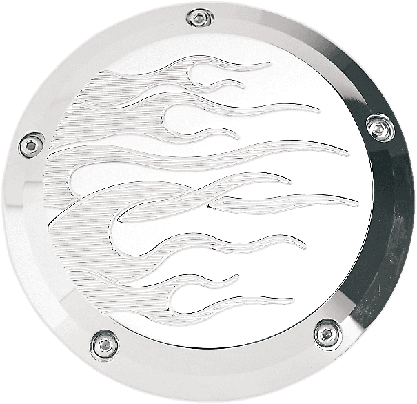 JOKER MACHINE DS-375057 Derby Cover - Flame - Chrome - 5 Hole