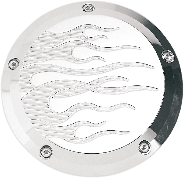 JOKER MACHINE DS-375057 Derby Cover - Flame - Chrome - 5 Hole